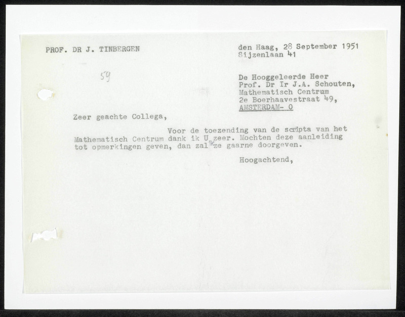 Letter to J.A. Schouten