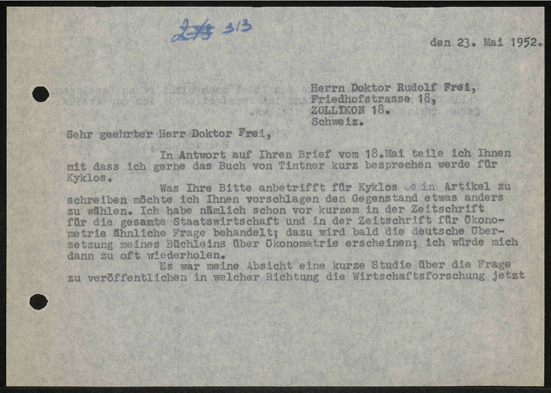 Letter to R. Frei