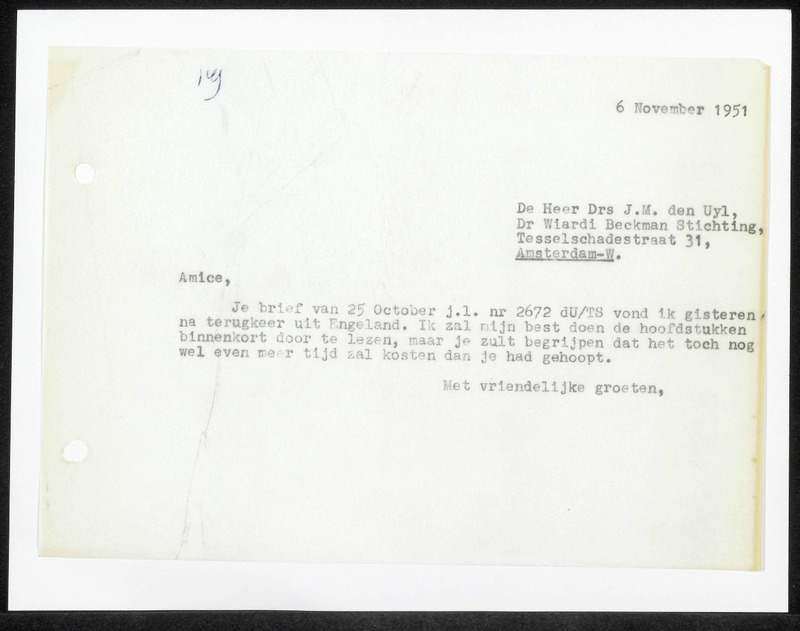 Letter to J.M. den Uyl