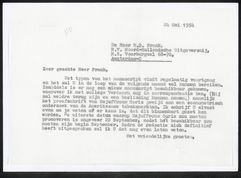 Letter to M.D. Frank
