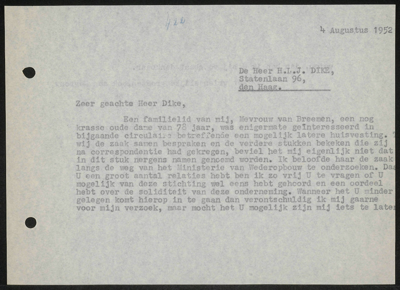 Letter to H.L.J. Dike