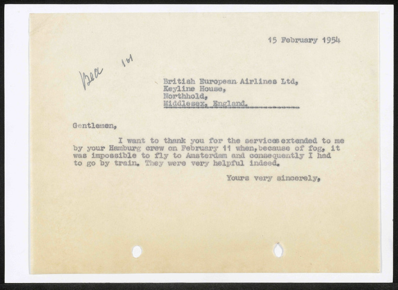 Letter to British European Airlines