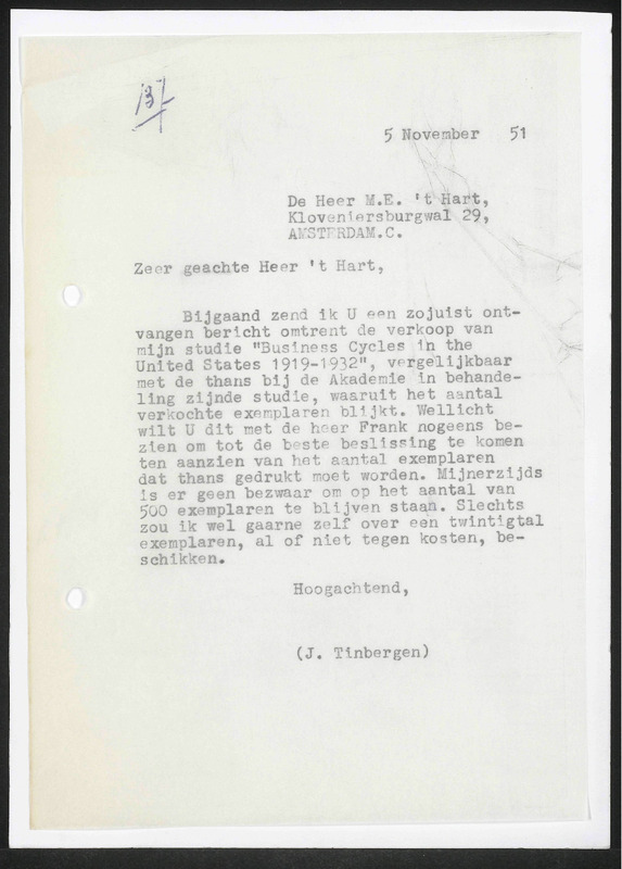 Tinbergen Letters Sent