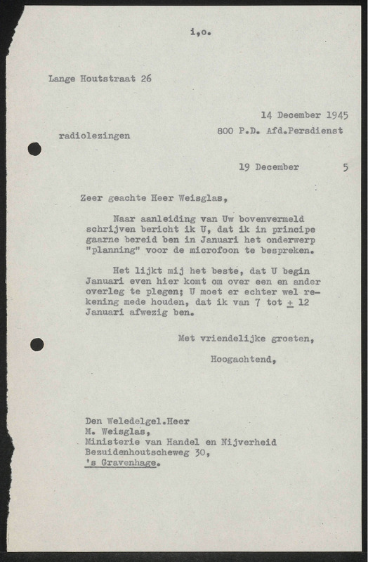 Letter to M. Weisglas