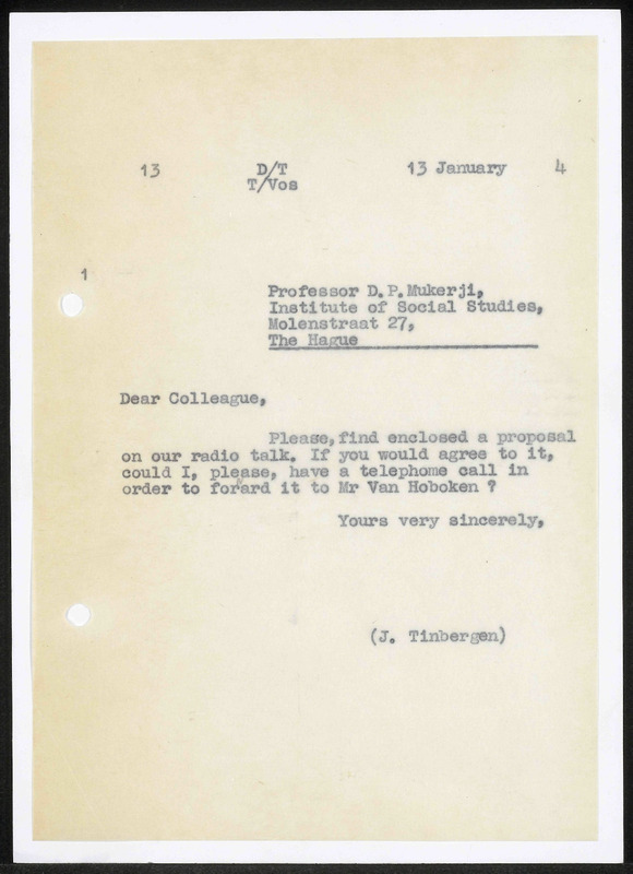Letter to D.P. Mukerji