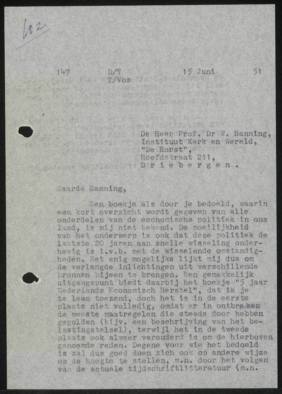 Letter to W. Banning