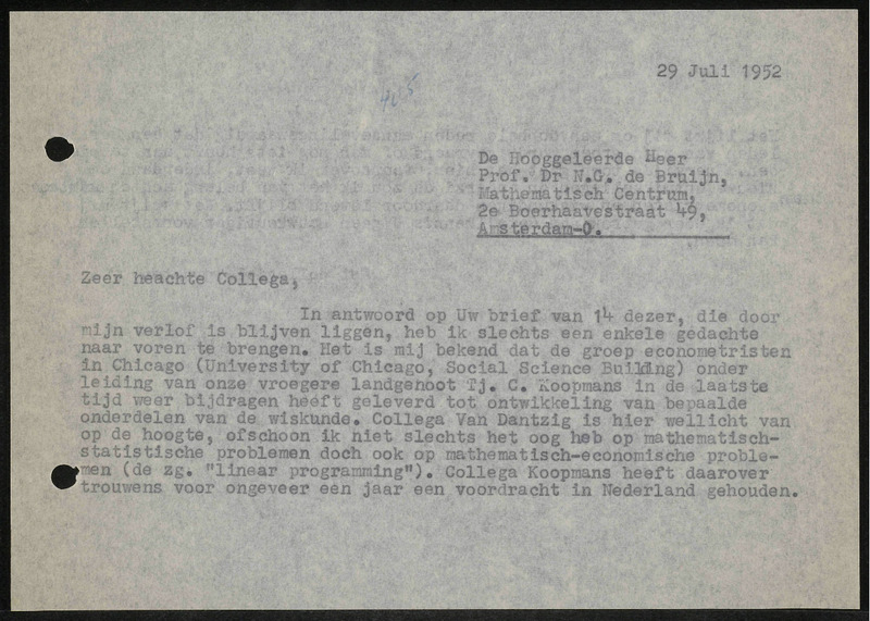 Letter to N.G. de Bruijn