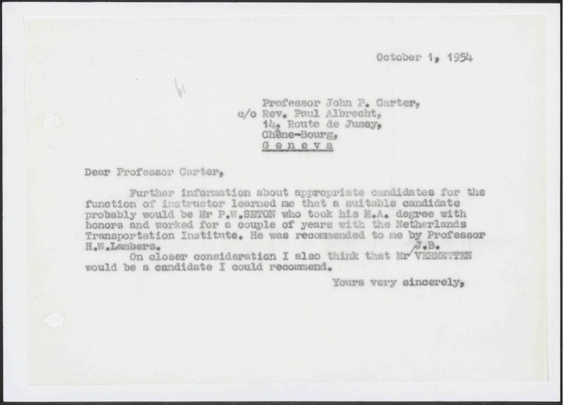 Letter to J.P. Carter