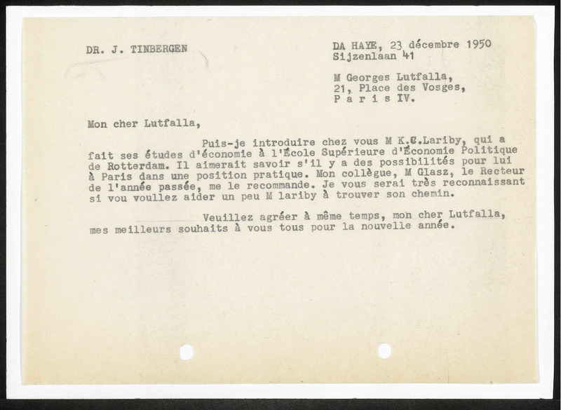 Letter to Georges Lutfalla