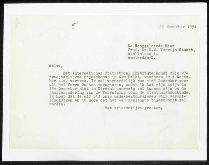 Letter to C.A. Verrijn Stuart