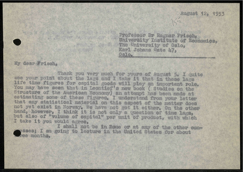 Letter to R. Frisch