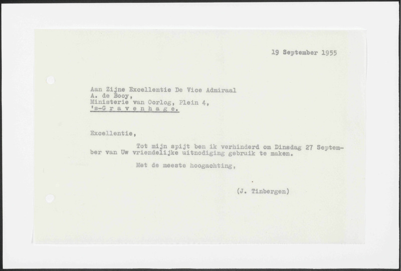 Letter to A. de Booy