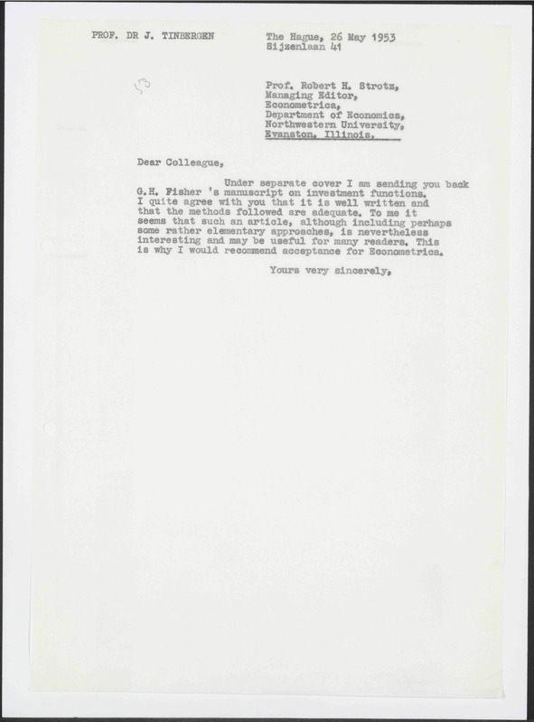 Letter to R.H. Strotz