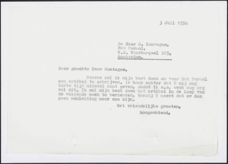 Letter to O. Montagne