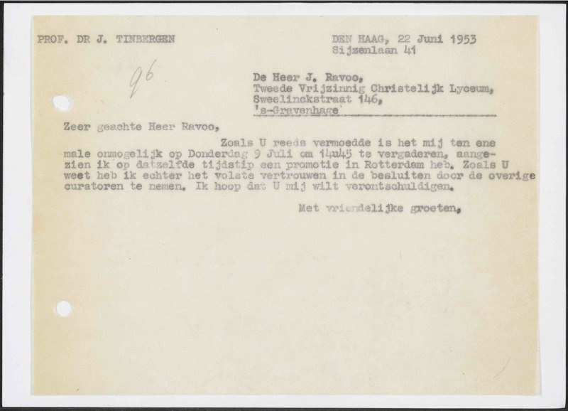 Letter to J.A.H. Ravoo
