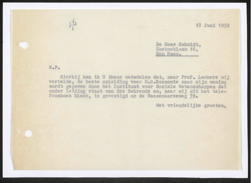 Letter to Schmidt