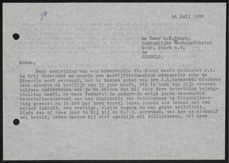 Letter to C.T. Stork