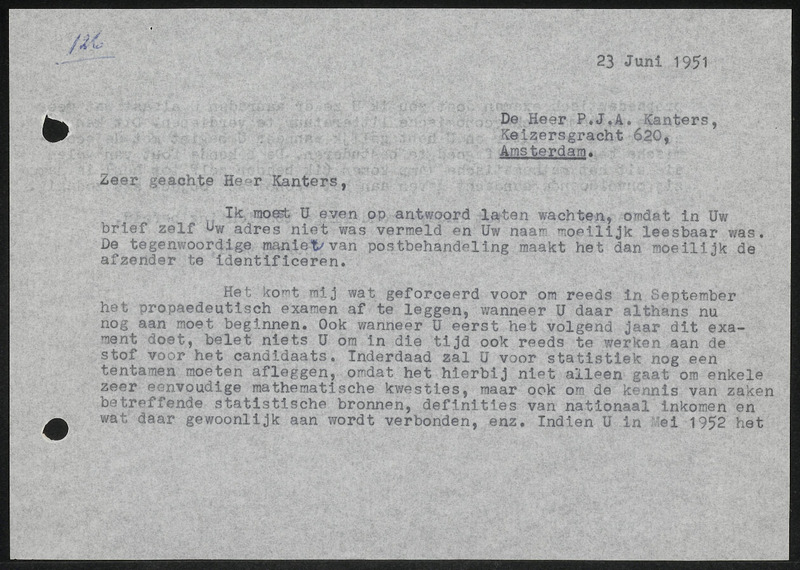 Letter to P.J.A. Kanters