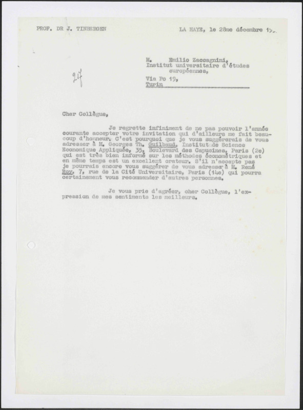 Letter to M.E. Zaccagnini