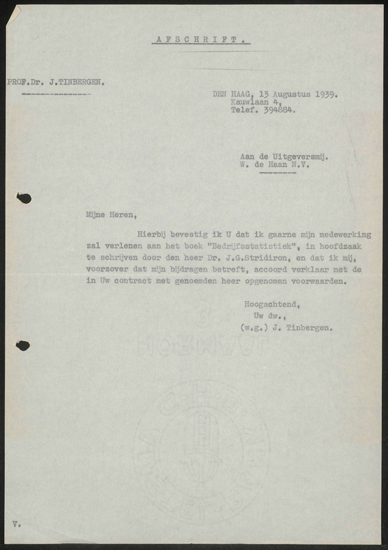 Letter to Uitgeverijmaatschappij W. De Haan N.V.