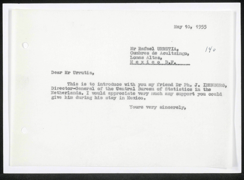Letter to Rafael Urrutia