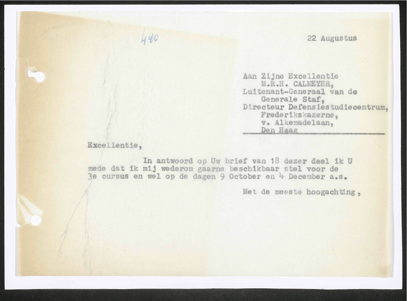 Letter to M.R.H. Calmeyer