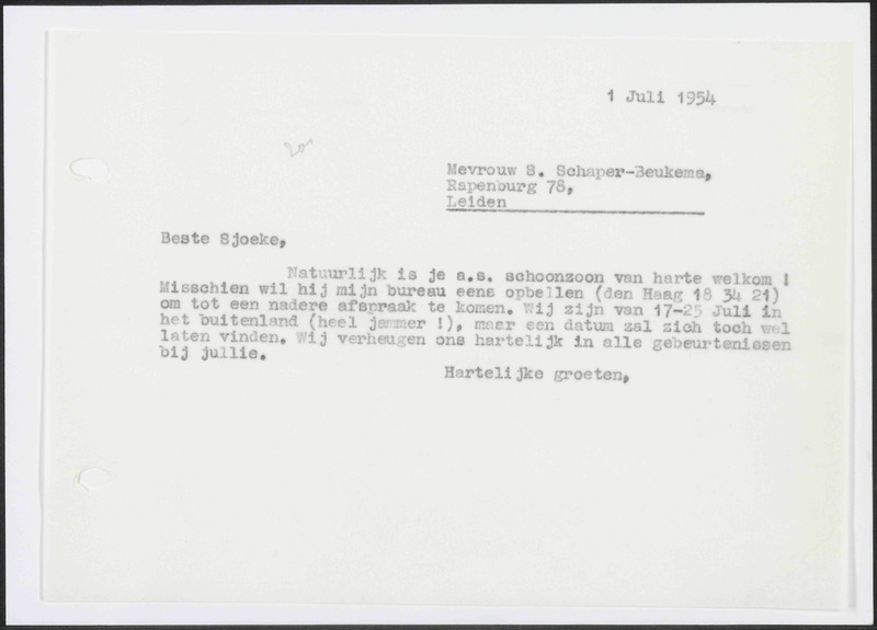 Letter to Schaper