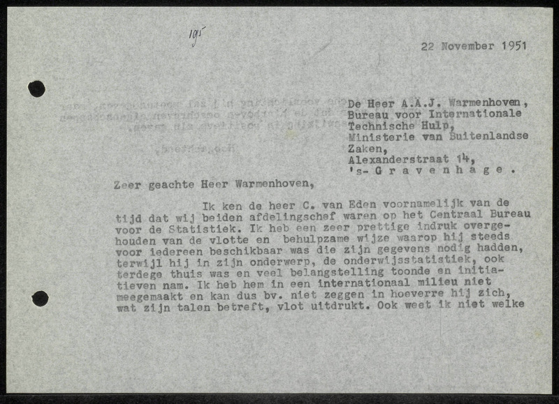 Letter to A.A.J. Warmenhoven