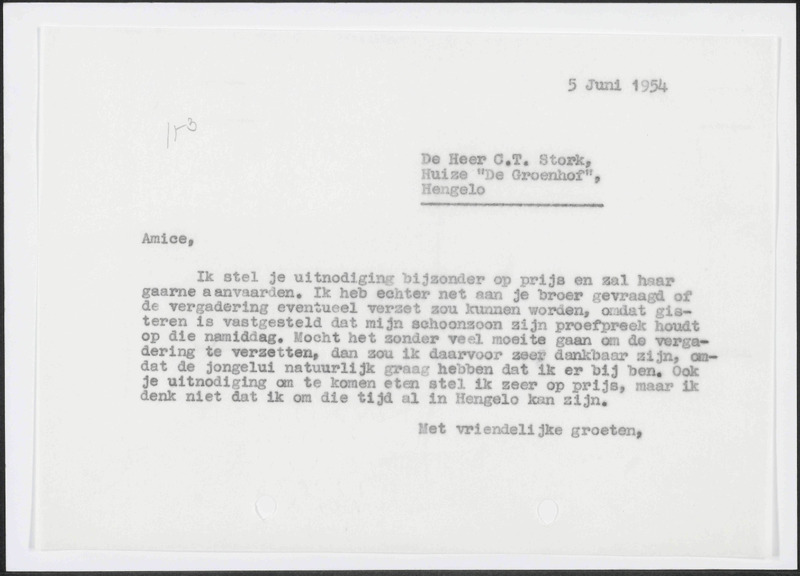 Letter to C.T. Stork