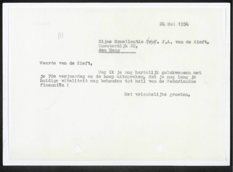 Letter to J.A. van der Kieft