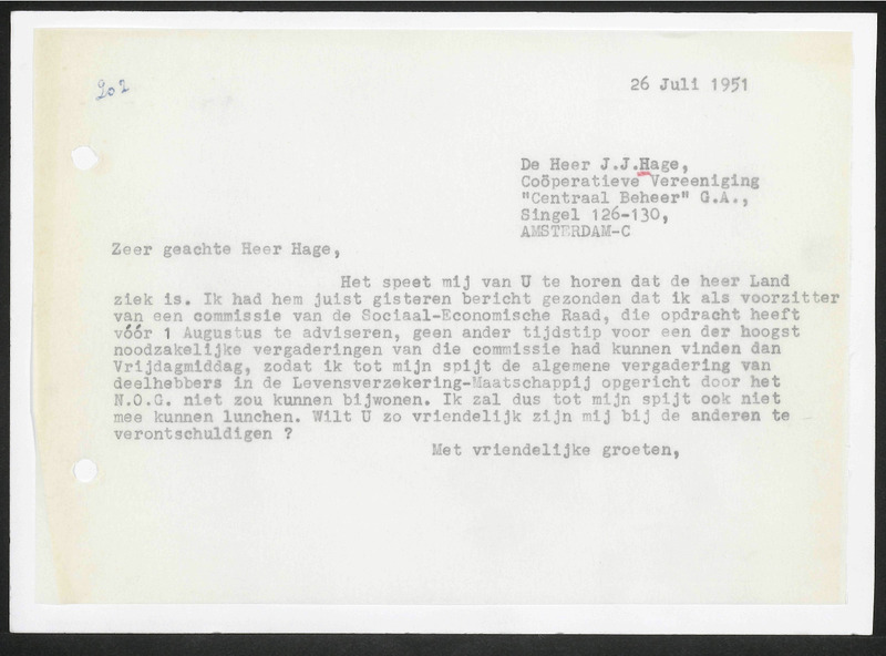 Letter to J.J. Hage