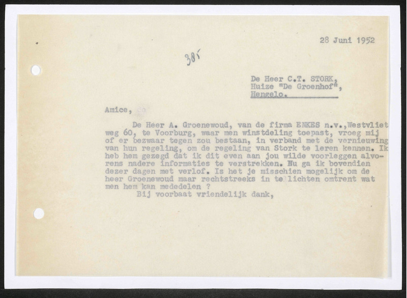 Letter to C.T. Stork