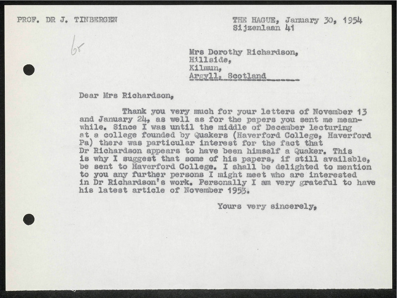 Letter to Dorothy Richardson