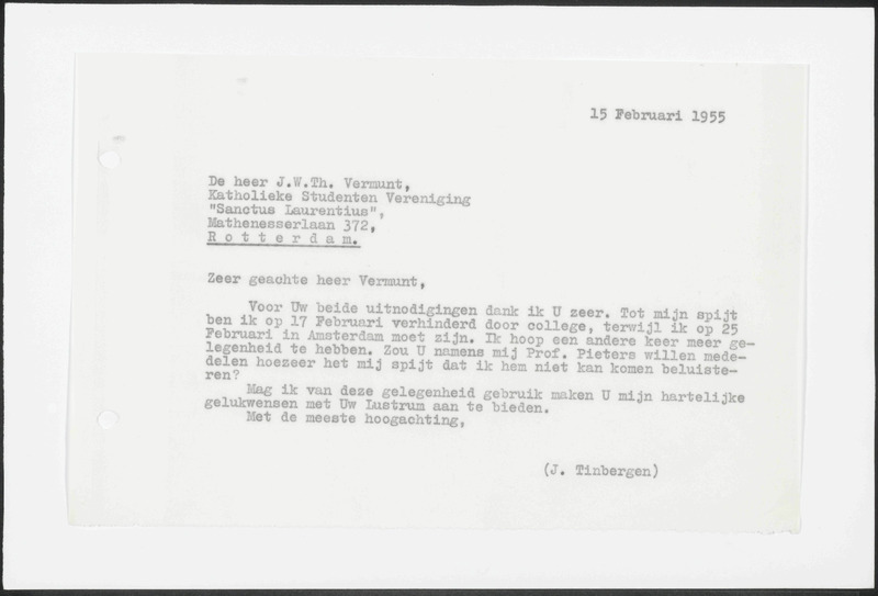 Letter to J.W.Th. Vermunt