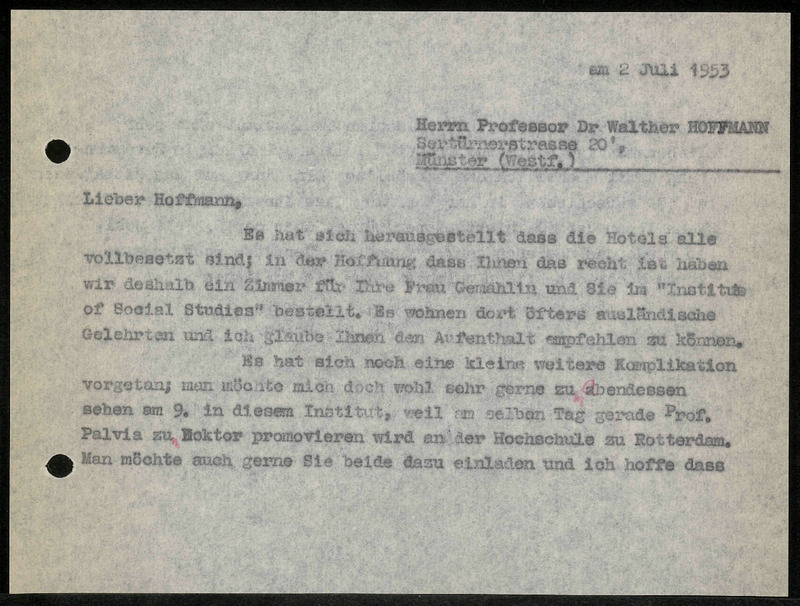 Letter to Walther Hoffmann