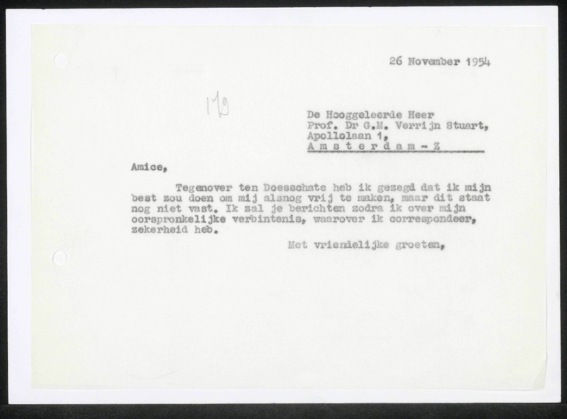 Letter to G.M. Verrijn Stuart