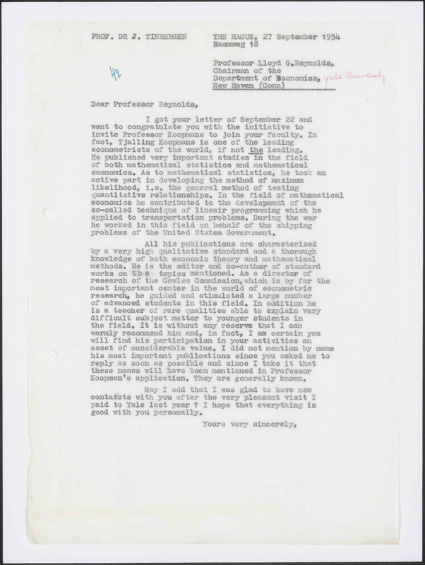 Letter to L.G. Reynolds