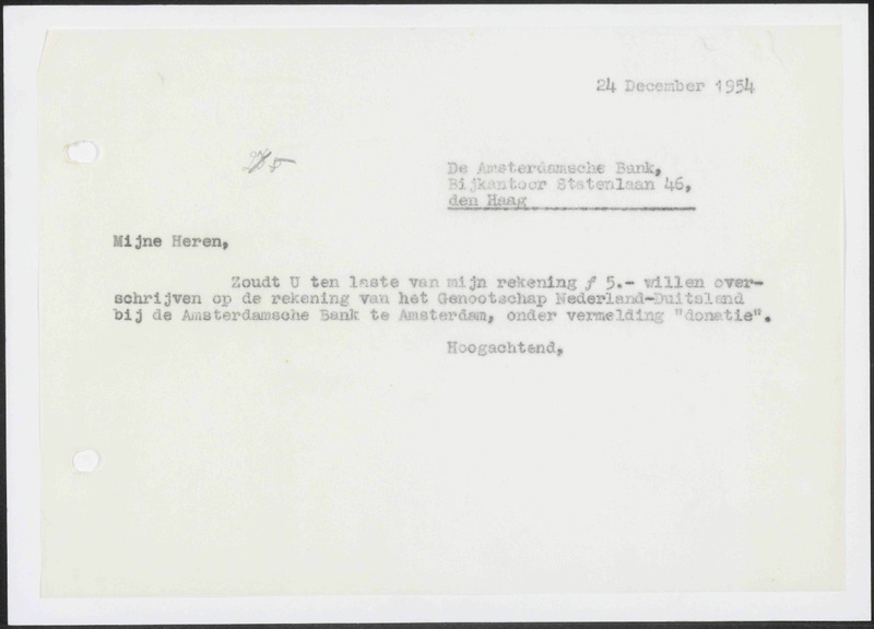 Letter to De Amsterdamsche Bank