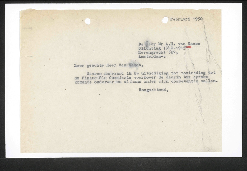 Letter to A.H. van Namen