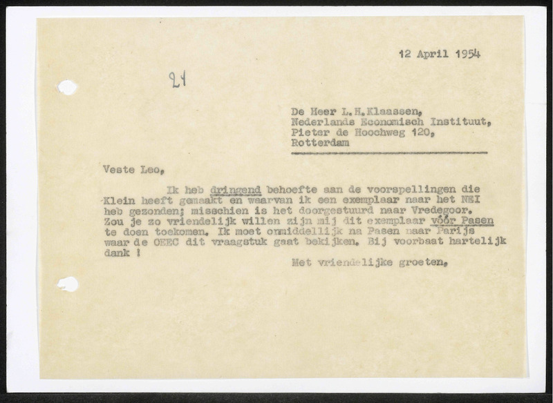 Letter to L.H. Klaassen