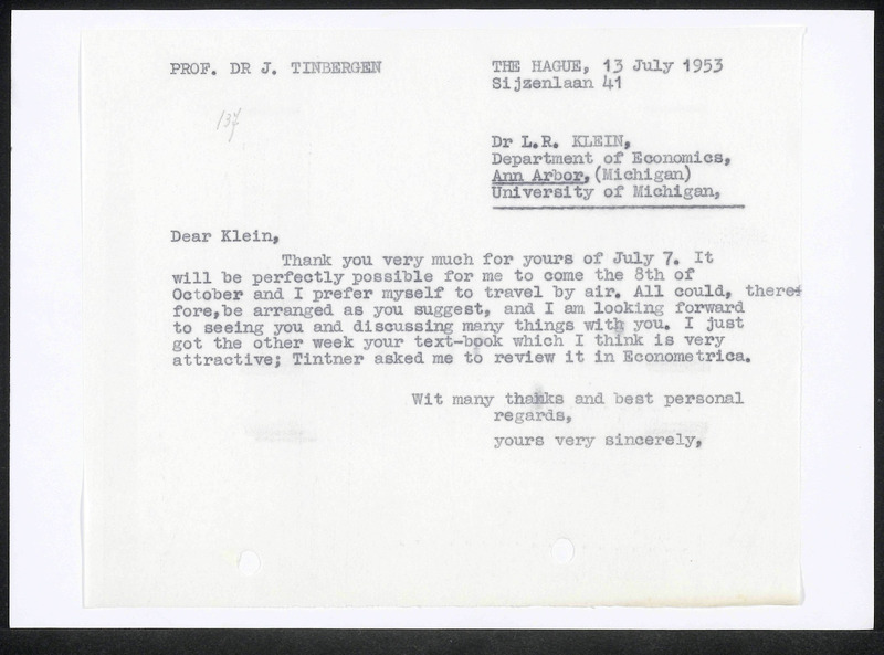 Letter to L.R. Klein