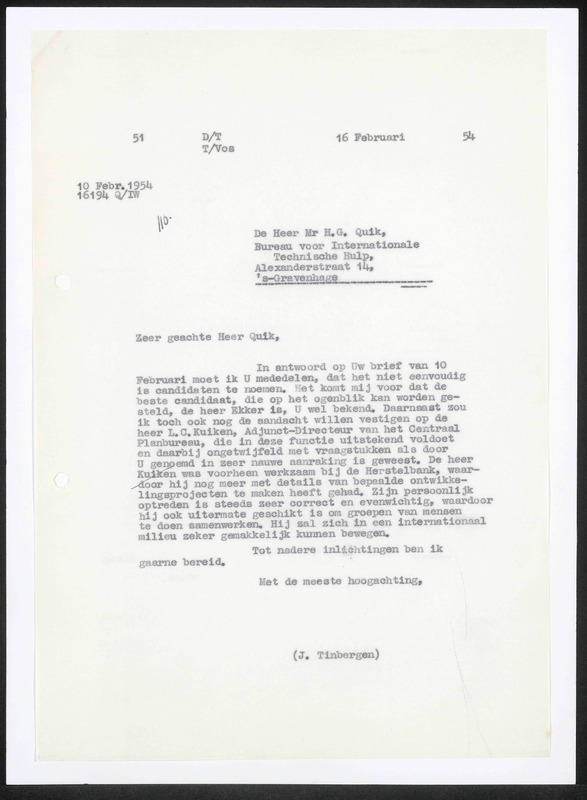 Letter to H.G. Quik