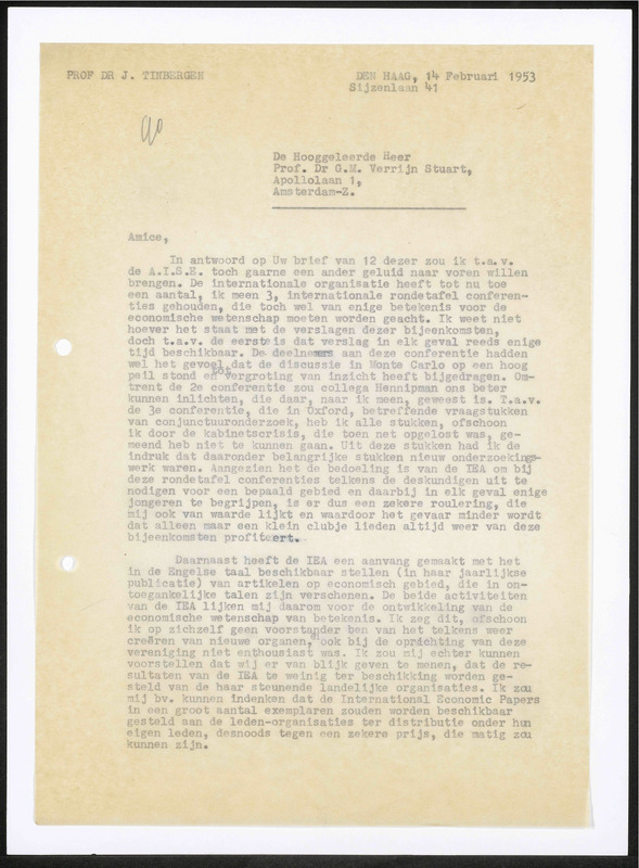 Letter to C.A. Verrijn Stuart
