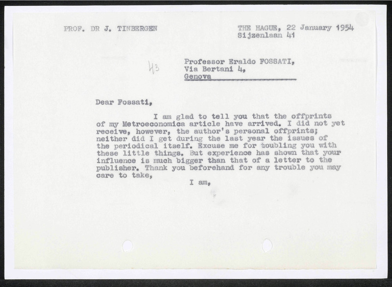 Letter to Elrado Fossati