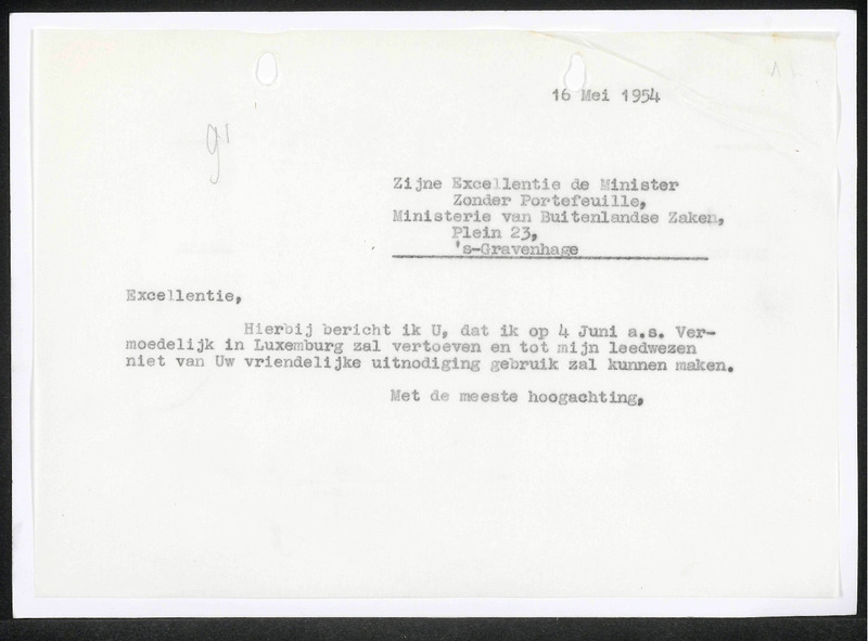 Letter to Ministerie van Buitenlandse Zaken