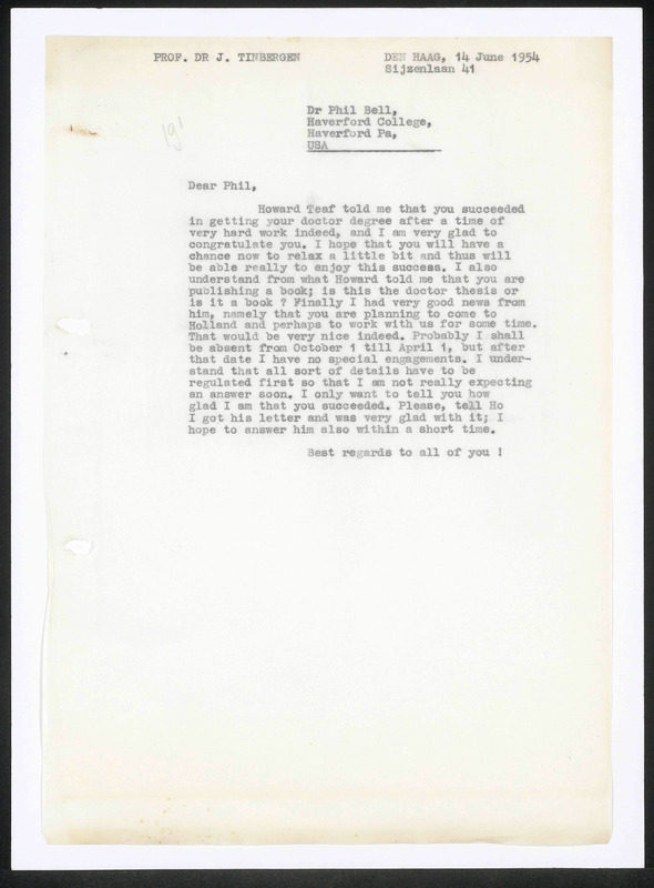 Letter to Philip Bell