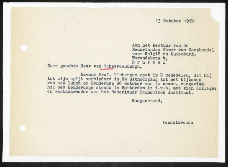 Letter to van Schaardenburgh