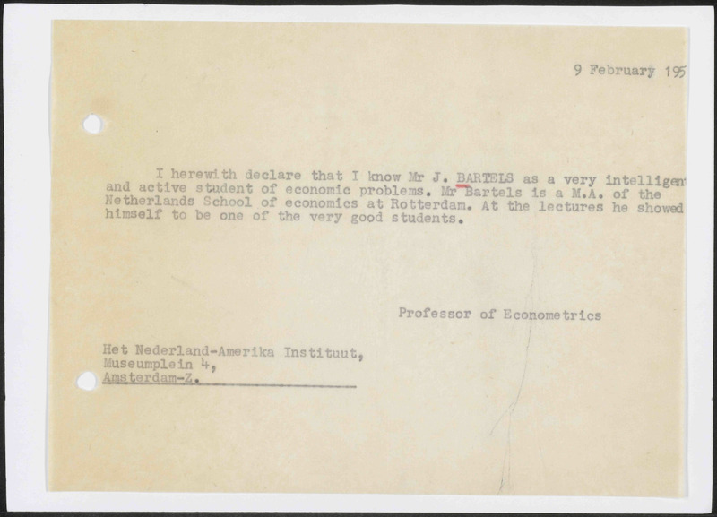 Letter to Nederland-Amerika Instituut