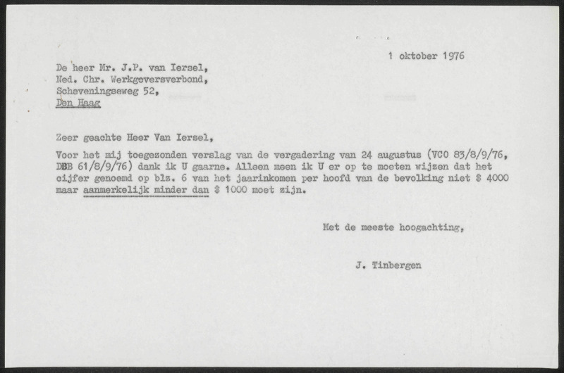 Letter to J.P. van Iersel