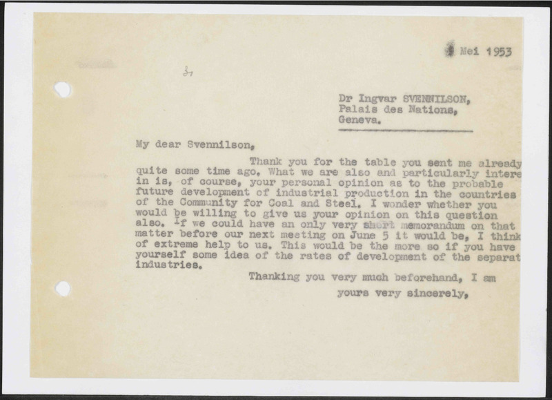 Letter to I. Svennilson